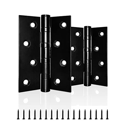 Image of AOLISHENG Door Hinges 4 inch 100mm x 75mm Stainless Steel Heavy Duty Hinges for Wood Ball Bearing Internal Chrome Butt Black Door Hinge 1 Pairs