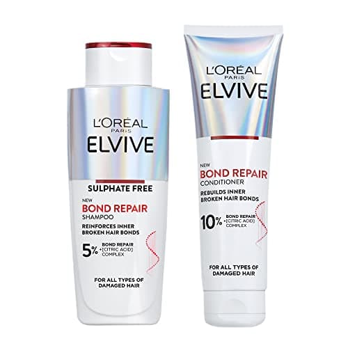 Image of L’Oreal Paris Elvive Bond Repair Routine Set for Damaged Hair, Shampoo 200ml and Conditioner 150ml, Deep Intensive Hair Repair Treatment, Rebuild Broken Hair Bonds