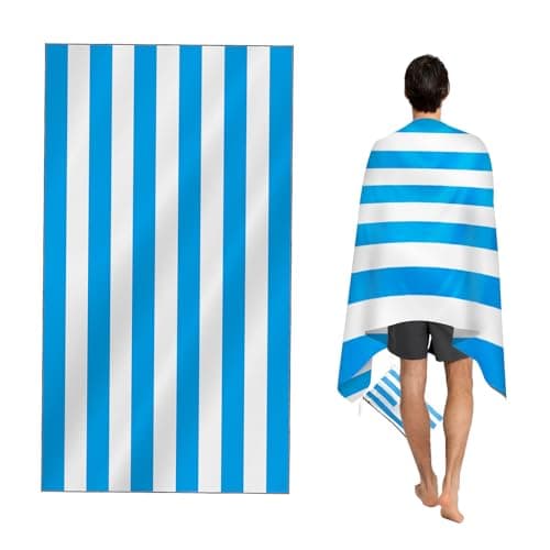 Image of CNMTCCO Large Beach Towel for Adults with Bag - Quick Dry Microfibre - 100% Recycled Towel - Sand Free, Lightweight, Compact (160x90cm, 63x35in) (Light Blue)