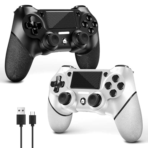 Image of AceGamer 2 Pack Wireless Controller for PS4，Game Controller for PS4/Pro/Slim/PC，Gamepad Joystick with Turbo/Back Button/Dual Vibration/6-Axis Gyro Sensor/Touch Panel (Black and White)