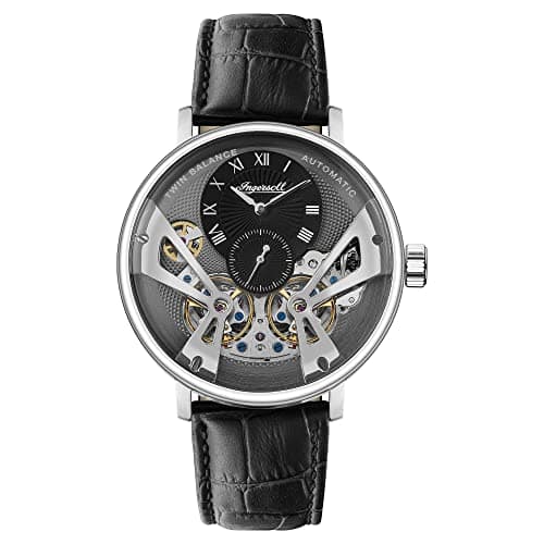 Image of Ingersoll The Tennessee Mens 45mm Automatic Watch with Grey Dial and Black Leather Strap I13103