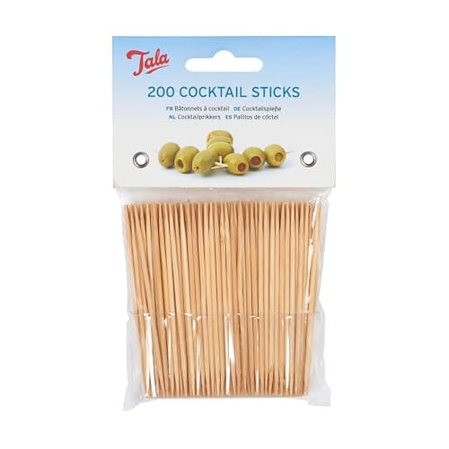 Image of Tala Bamboo Cocktail Sticks, Ponted End Cocktails Sticks Perfect for Buffets, Canapes and Appetisers, Pack Off 200 Stick Each Measuring 8cm, Can Also be Used a dential/toothpicks