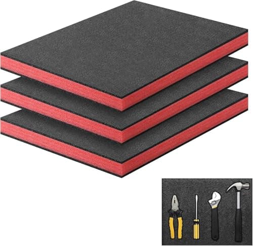Image of Storystore Polyurethane Foam Sheet 3pcs, 40 x 30 x 2.5cm Tool Box Foam Inserts Cuttable Tool Box Liner Tool Boxes Organiser Inserts for Tool Box, Flight Cases, Camera Storage, DIY Storage System