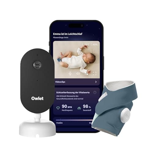 Image of Owlet Dream Duo (3rd Gen) – Medically-Certified Smart Baby Monitor with Sock & HD Video Cam, Tracks Pulse Rate, Oxygen & Sleep, 2K HD Video, Cry & Motion Alerts, Temp Monitoring | Bedtime Blue