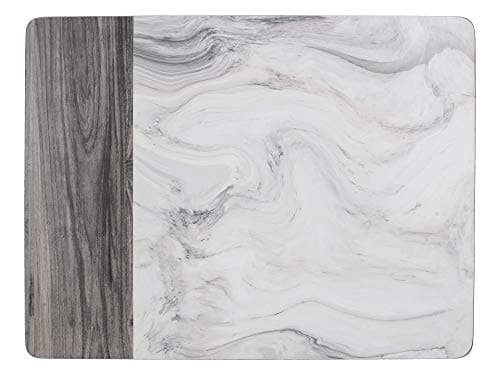 Image of Creative Tops Marble’ Printed Cork - Backed Placemats, Rectangular, White / Grey, 40 x 29 cm, Set of 4, Large Placemats