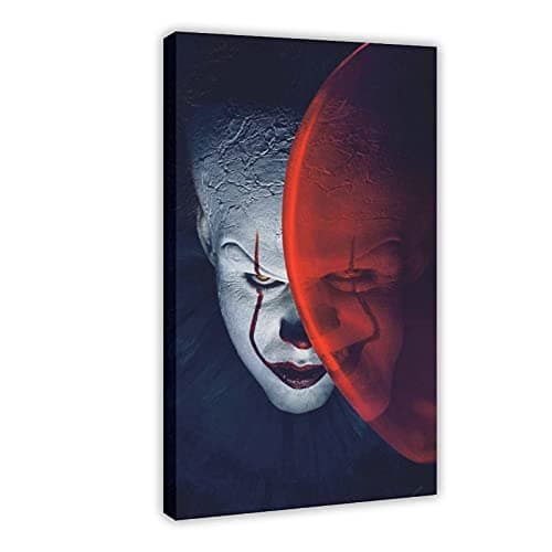 Image of LJJJ Horror Movie Poster It Chapter Two Clown Pennywise Canvas Poster Bedroom Decor Sports Landscape Office Room Decor Gift Frame:24×36inch(60×90cm)