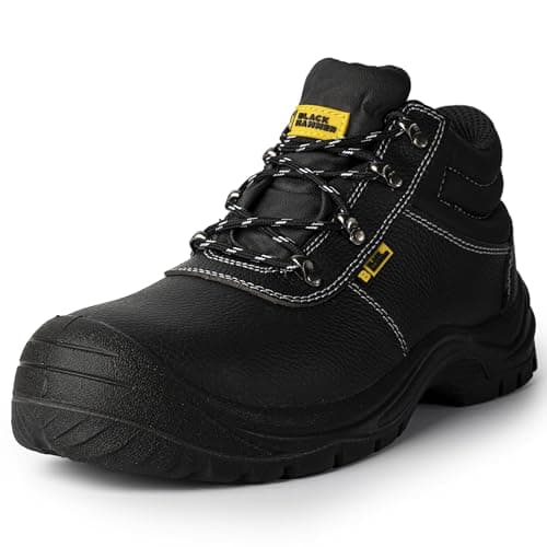 Image of Black Hammer Work Safety Boots Mens Waterproof Shoes Leather Steel Toe Cap Working Ankle Lightweight Footwear S3 SRC Storm (10 UK)