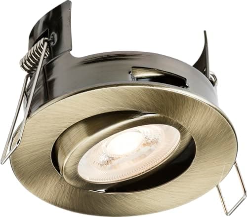 Image of Knightsbridge FireNova IP20 Tilt GU10 Fire-Rated Open-Back Downlight - Antique Brass