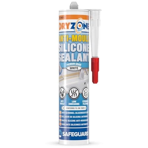Image of Dryzone Silicone Sealant White Anti-Mould - Waterproof Premium Sanitary-Grade, Low VOC Sealant for Bathroom and Kitchen