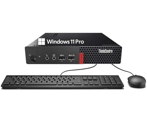 Image of Lenovo ThinkCentre M710Q Mini Desktop Computer PC, Intel Core i5-7500, 8GB RAM, 256GB SSD, WiFi, Bluetooth, US Keyboard QWERTY, Windows 11 Pro (Renewed)
