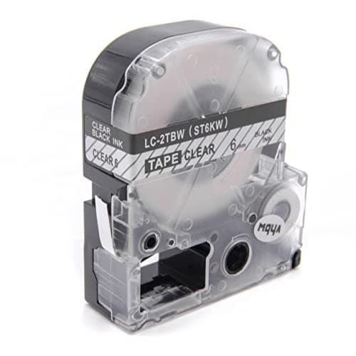 Image of vhbw Label Tape Compatible with Epson LabelWorks LW-1000P, LW-600P Label Printer 8m x 6 mm, Black on Transparent