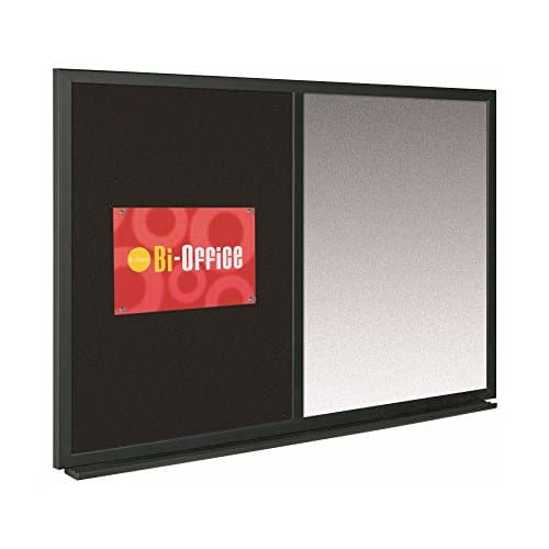 Image of Bi-Office Combination Message Board, Silver Finish Magnetic Dry erase / Black Softouch Notice Board, 60 x 90 cm