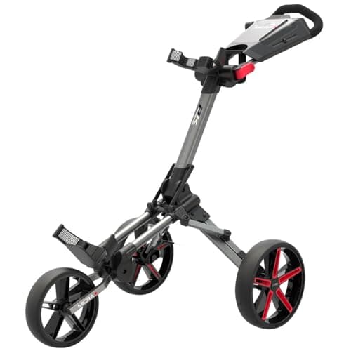Image of PowaKaddy Unisex 2022 Micra Push Cart Golf Trolley - Gun Metal/Red - One Size