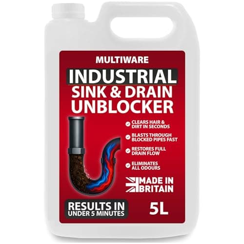 Image of MultiWare 5 Litre Drain Unblocker | Heavy Duty Sink & Drain Cleaner for Plug Holes, Toilets, Showers & Pipes | Powerful Toilet & Sink Unblocker for Home, Office, Garage & Shops | Cleaning Supplies