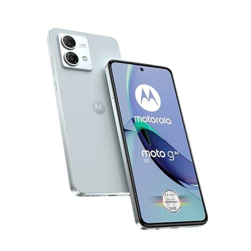 Image of Motorola Moto g84 5G (6.5 inch (16.5 cm) FHD+ Display, 50 MP Dual Camera, 12/256 GB, 5000 mAh, Android 13) Glacier Blue, includes Protective Cover and Car Adaptor
