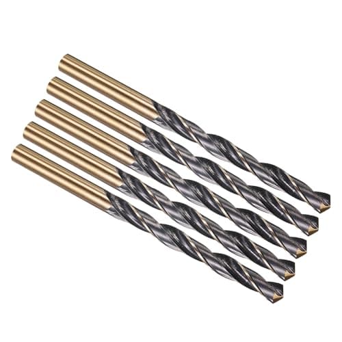 Image of PATIKIL 7mm Drill Bit, Jobber Straight Shank 4341 High-Speed Steel 118° Black and Gold Finish for Medium-hard Metal Steel Acrylic - 5 Pack