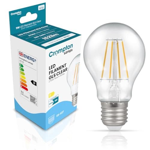 Image of Crompton Lamps Filament GLS LED Light Bulb ES-E27 | 11W = 100W Equivalent | Warm White 2700K | Energy Efficient | Edison Screw Lightbulb | Long Life 15,000-Hrs | Clear Glass | Dimmable