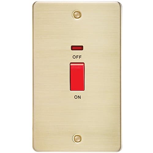 Image of Knightsbridge FPAV8332NBB Flat Plate 45A 2G Dp Switch with Neon-Brushed Brass, 230 V