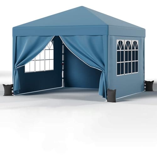 Image of JUMMICO Pop Up Gazebo 3x3m with Sides, Heavy Duty Waterproof Tent, 4 Removable Sidewalls, UV50+ Sun Shelter, 3-Way Adjustable Height, Folding Pavilion for Garden, Party, Camping - Blue