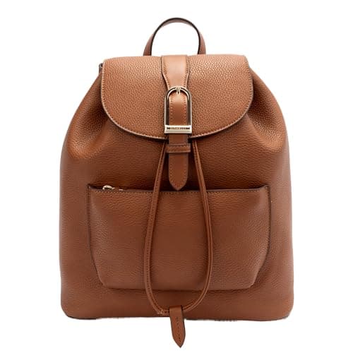 Image of Fiorelli Women's Etta Buckle Backpack, Stylish Drawstring Closure Rucksack with Statement Buckle Detail, Faux Leather, Black