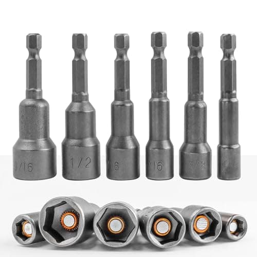Image of Bestgle 6Pcs Magnetic Hexagon Socket, 1/4" Hex Shank Magnetic Nut Setter Driver, Power Drill Bit Socket Tools for Impact Driver, 1/4", 5/16", 3/8", 7/16", 1/2", 9/16"