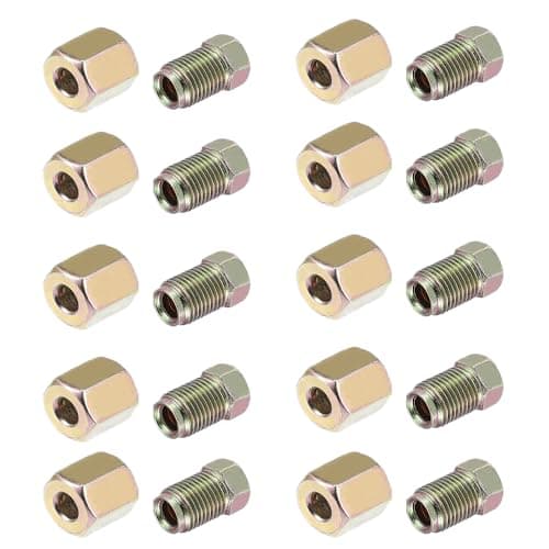 Image of Crozgan 20pcs Motorcycle Brake Line Tube Fittings 10mm Nuts for 3/16" Replacement M10x1.0 Brake Screw Nuts