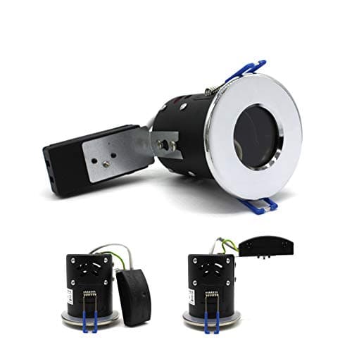 Image of sanlumia 2 X LED Fire Rated Downlight Can GU10 Recessed Ceiling Twist & Lock Interchangeable Downlight IP65 Chrome