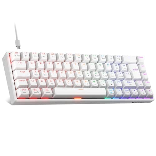 Image of KOORUI 60% Mechanical Gaming Keyboard, Mixed Colors LED Backlit Ultra-Compact 69 Keys, Mini Wired Keyboard with Blue Switch for Windows Laptop PC/Mac OS/Xbox-WHITE(Blue Switch)