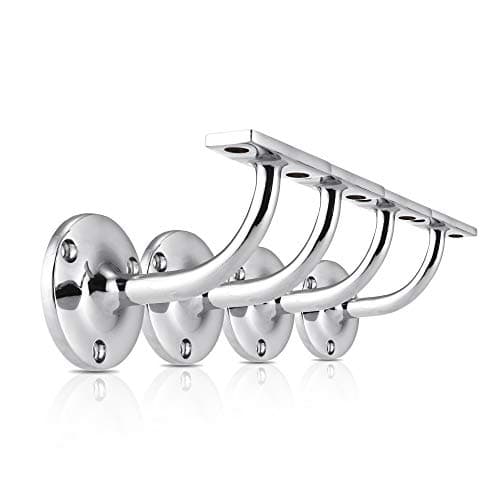 Image of XFORT Set of 4 Polished Chrome Handrail Brackets, Banister Brackets for Stair Banister Handrail.