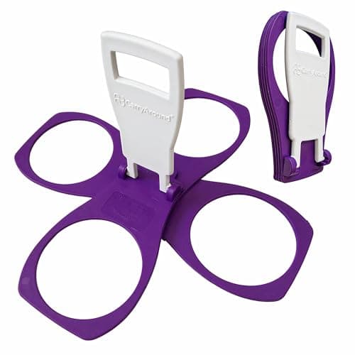 Image of CarryAround® Fold Away Cup Carrier/Caddy [MADE IN UK] Take-Out Coffee Soft Drink Pint Beer Beverage Holder, Sturdy Reusable Pocket Size, Festival Sports Gigs - Easy & safe 2,3,4 cups [PURPLE]