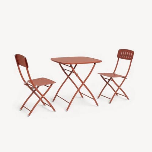 Image of Royalcraft Venice Bistro Set Cayenne Orange 70cm Square Foldable Bistro Table with 2x Foldable Chairs