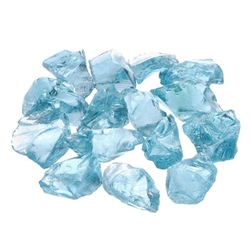 Image of sourcing map Fire Glass for Fire Pit,2-3cm(1/9") High Luster Reflective Glass Rocks for Natural or Propane Fireplace, Safe for Outdoors and Indoors Fire pit Glass, Turquoise