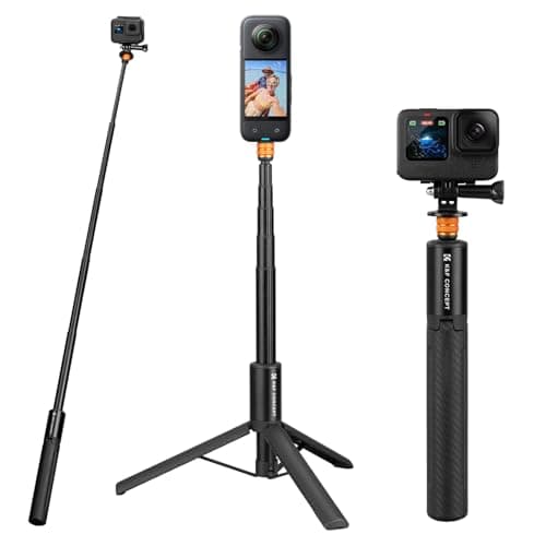 Image of K&F CONCEPT 120cm Action Camera Tripod Selfie Stick, Invisible Extendable Portable Grip, Selfie Stick Tripod Compatible with Go Pro Hero 13 12 11 10 9 8, DJI Osmo Action 5 Pro 4 3, Insta360 x5/GO 3S