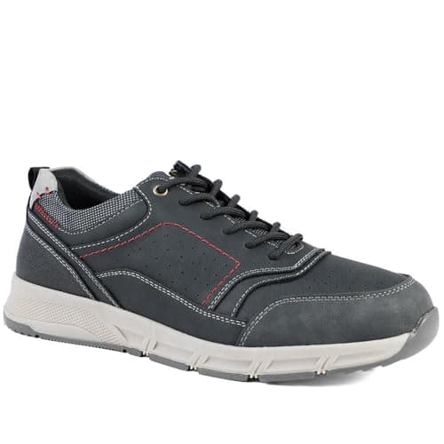 Image of Wide Fit Lace Up Shoes with Grip Sole - Black Size 9