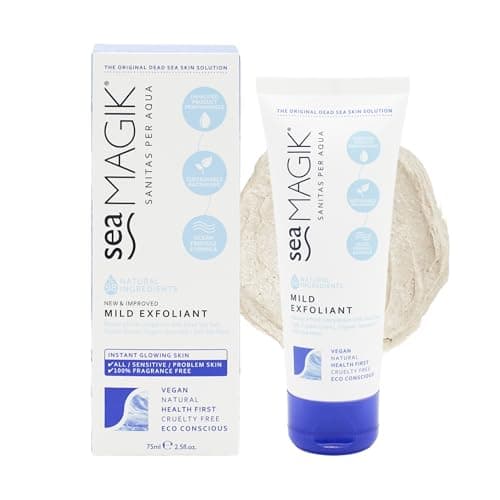 Image of Sea Magik - Face Scrub Exfoliator, Soothing and Replenishing, Infused with Hydrating Dead Sea Salt and Salicylic Acid, Moisturising, Suitable for All Skin Types, Vegan, Cruelty Free (75ml)