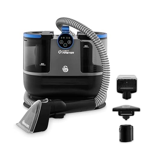 Image of Swan Dirtmaster Pro Spot Cleaner for Carpets and Upholstery, Steam/Hot Water/Cold Water Modes, 1.6L, 6m Cord, Standard Brush/Wide Brush/Self-Cleaning Tool, Cobalt Blue, SC18412