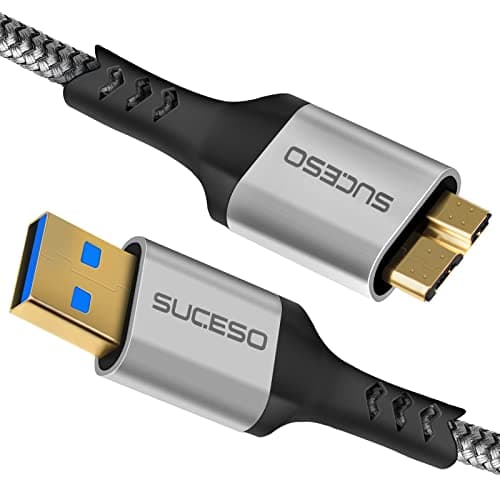 Image of SUCESO Hard Drive Cable USB 3.0 A to Micro B 5Gbps Compatible with Portable External Hard Drive, My Passport, WD Elements, Seagate, Toshiba, LaCie, Maxtor, Samsung Galaxy S5/M3 1TB/Note 3 etc - 1M