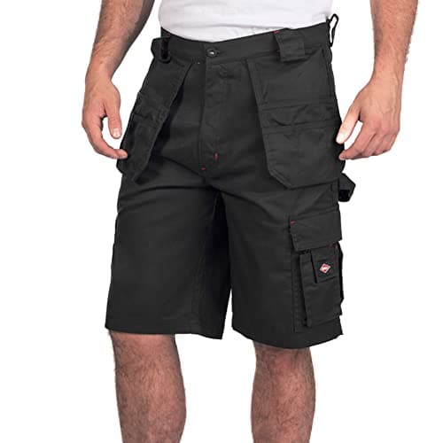Image of Lee Cooper Workwear LCSHO810 Mens Durable Woven Flexible Comfortable Work Safety Cargo Shorts, Black, 30W