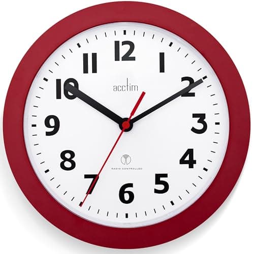 Image of Acctim 74314 Parona, Red Radio Controlled Wall Clock, 23cm Diameter