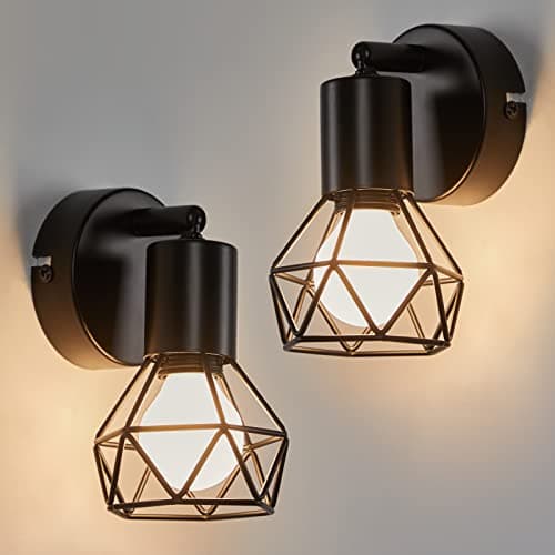 Image of FORCOSO FOCOSO 2PCS Black Ceiling Spot Lights - E14 Vintage Ceiling Spot, Adjustable Industrial Metal Wall Lights, Indoor Wall Light for Kitchen Living Room Bedroom Hallway Office - Bulb Not Included