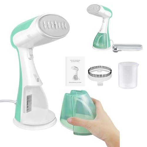 Image of Clothes Steamer Handheld, 1500W Portable Garment Steamer Iron for Clothes with 300ml Tank, for Vertical and Horizontal Steaming, Fast Heat-up, Fast Wrinkle Removal, for Home, Office and Travel