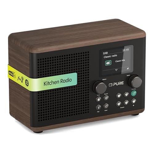 Image of Pure Classic H4 Digital Kitchen Radio (DAB+/FM, Bluetooth, USB, AUX, Kitchen Timer, Alarm), Coffee Black/Walnut