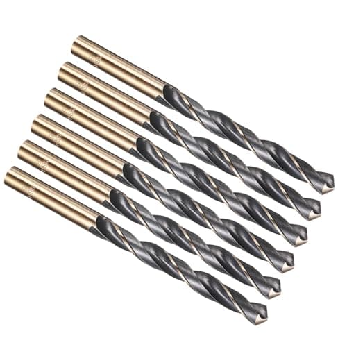 Image of PATIKIL 9mm Drill Bit, Jobber Straight Shank 4341 High-Speed Steel 118° Black and Gold Finish for Medium-hard Metal Steel Acrylic - 6 Pack