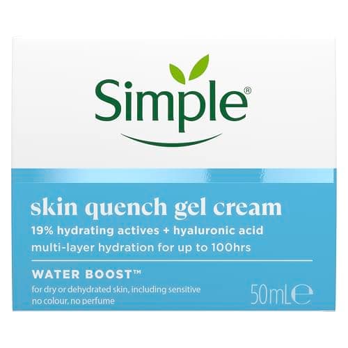 Image of Simple Water Boost Skin Quench Gel Face Cream with 19% Hydrating Actives and Hyaluronic Acid Moisturiser for Dry Skin 50 ml