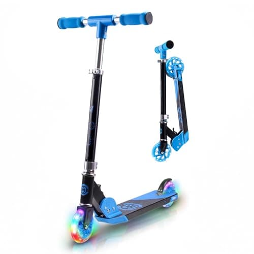 Image of Kick Scooter for Kids Ages 6-12 - CORE Foldy Kids Scooter, 2 Wheel Light-Up LED, Easy Folding, 3 Adjustable Height Handlebar, Pro Deck for Boys & Girls, 4 Colors (Blue)
