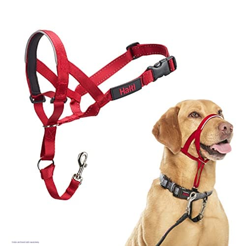 Image of Halti Headcollar - Stop Your Dog Pulling on the Lead. Adjustable, Reflective and Lightweight, with Padded Nose Band. Dog Training Anti-Pull Collar for Medium Dogs (Size 3, Red)