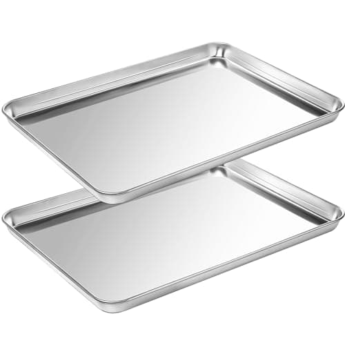 Image of Baking Trays for Oven Non Stick Set of 2, Premium Stainless Steel Oven Tray, Durable Cookie Sheets Pan for Baking Cooking Serving - 12 x 10 x 1 inch, Dishwasher Safe and Easy Clean