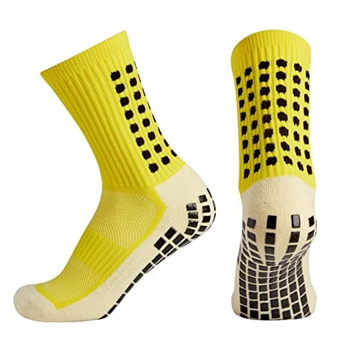 Image of KAIK. Football Grip Socks, High Performance Breathable Non Slip Crew Sports Socks (Yellow)