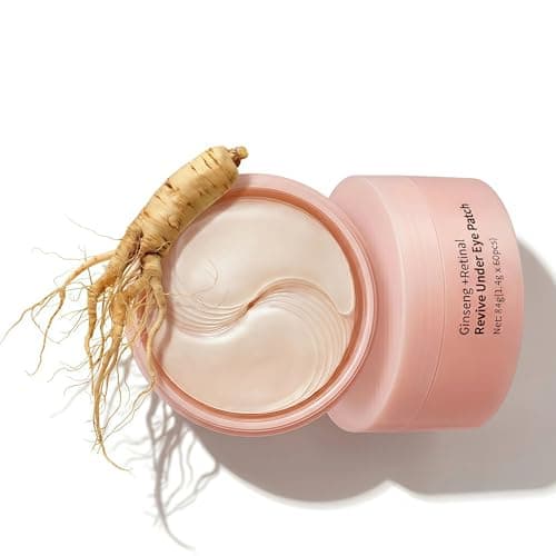 Image of 30 Pairs Ginseng + Retinal Revive Under Eye Patch for Puffy Eyes, Under Eye Gel Patches for Dark Circles, Eye Bags, Under Eye Masks - Smooth Wrinkles & Fine Lines, Korean Skincare 60Patches