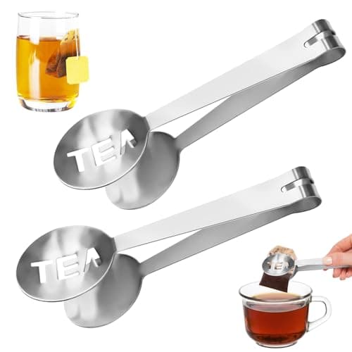 Image of 2PCS Stainless Steel Tea Bag Squeezer, Round Tea Bag Squeezer Tongs, Tea Bag Strainer, Tea Bag Holder Suitable for Clamping Tea Bags, Sugar Cubes, Ice Cubes